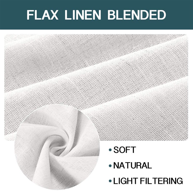 FantasDecor Off White Linen Curtains 84 Inch Length 2 Panels Set Natural Semi Sheer Curtains for Living Room Light Filtering Country Rustic Window Curtain Panels 52" W x 84" L,Off White - Image 3